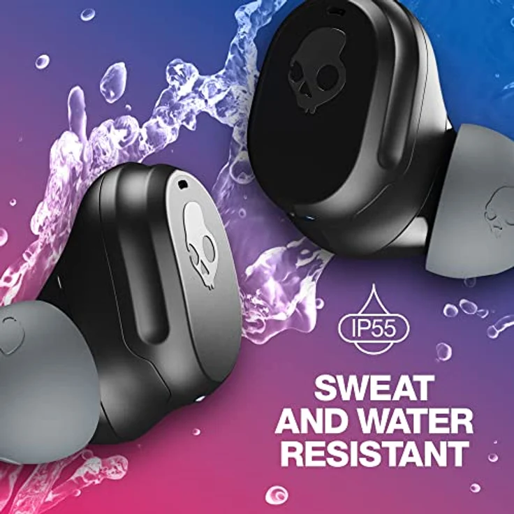 SKULLCANDY Mod Bluetooth Wireless In-Ear-Kopfhörer, Verwendung mit iPhone und Android, Ladekoffer, Kachel und Mikrofon, IPX4 schweißbeständig – Schwarz – Bild 5