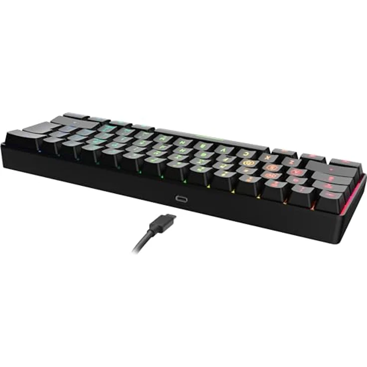 Speedlink Letos RGB Gaming Tastatur 60%, kabelgebunden mit abnehmbaren USB-C Kabel, Anti-Ghosting, verschiedene Beleuchtungsmodi, US Layout QWERTY, schwarz – Bild 4