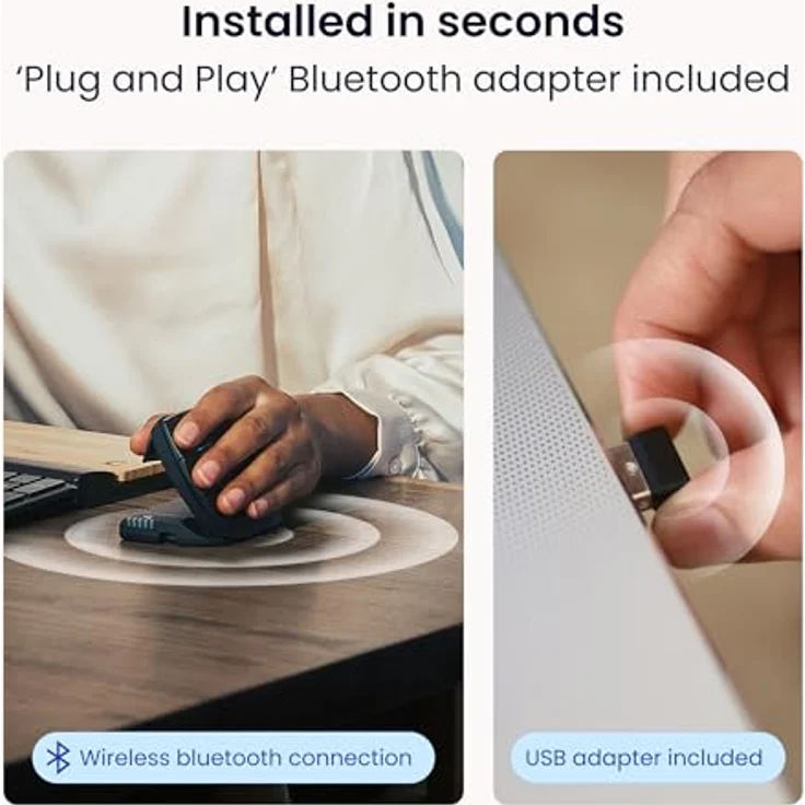 Contour Unimouse Left Wireless, Ergonomische kabellose Maus mit 6 programmierbaren Tasten, Schwarz – Bild 7