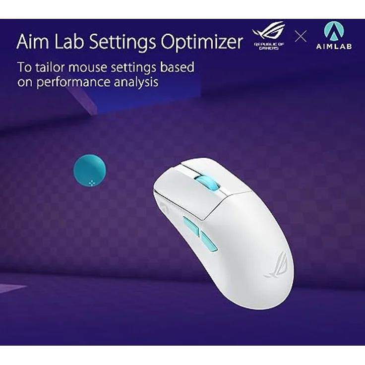 ASUS ROG Harpe Ace Aim Lab Edition White RGB Gaming Maus weiß (kabellos, 2,4 GHz RF, Bluetooth, USB, optischer ROG AimPoint-Sensor 36.000 dpi, ROG Micro Switches, fünf programmierbare Tasten) – Bild 3