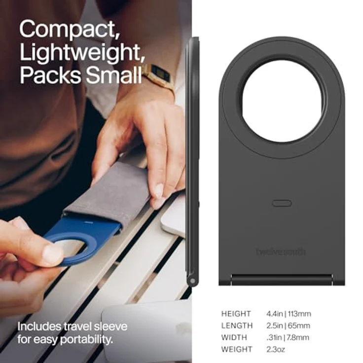 TwelveSouth Curve Nano, faltbare Smartphone Halterung mit Magnet und verstellbarem Scharnier, Grau – Bild 6