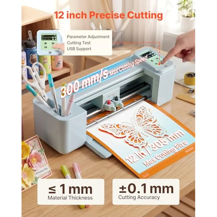 VEVOR Vinylschneidemaschine 30 cm, Schneideplotter mit Touchscreen, kompatibel mit Mac/Windows/Android/iOS, vielseitiger Vinylcutter für Aufkleber, Karten und Wohnaccessoires – Bild 2