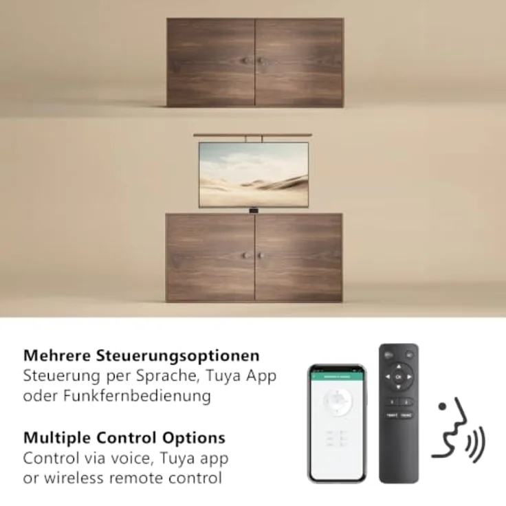 my wall TV-Ständer HP67-1L, elektrisch drehbar und höhenverstellbar für TVs bis 55 Zoll, 60 kg Tragkraft, VESA bis 400x400, App- und Sprachsteuerung – Bild 6