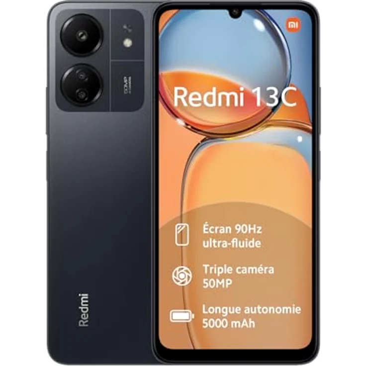 Xiaomi Redmi 13C (128 GB, Midnight Black, 6.74", Dual SIM, 50 Mpx, 4G), Smartphone, Schwarz – Bild 1