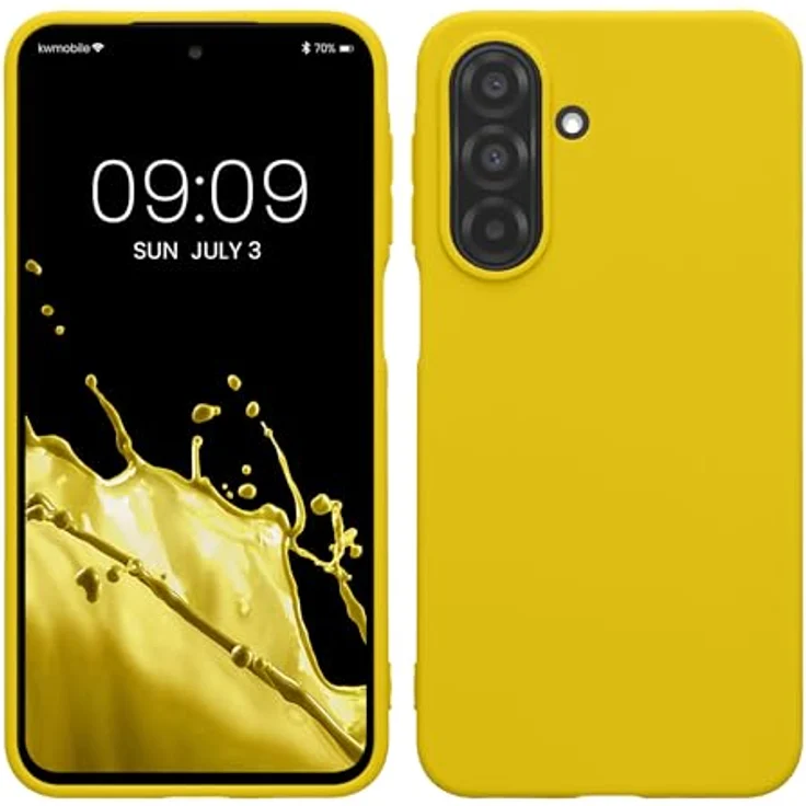 kwmobile Hülle für Samsung Galaxy A27 5G, TPU Case in Strahlend Gelb, flexible Schutzhülle mit kabellosem Laden und rutschfester Gummierung – Bild 1