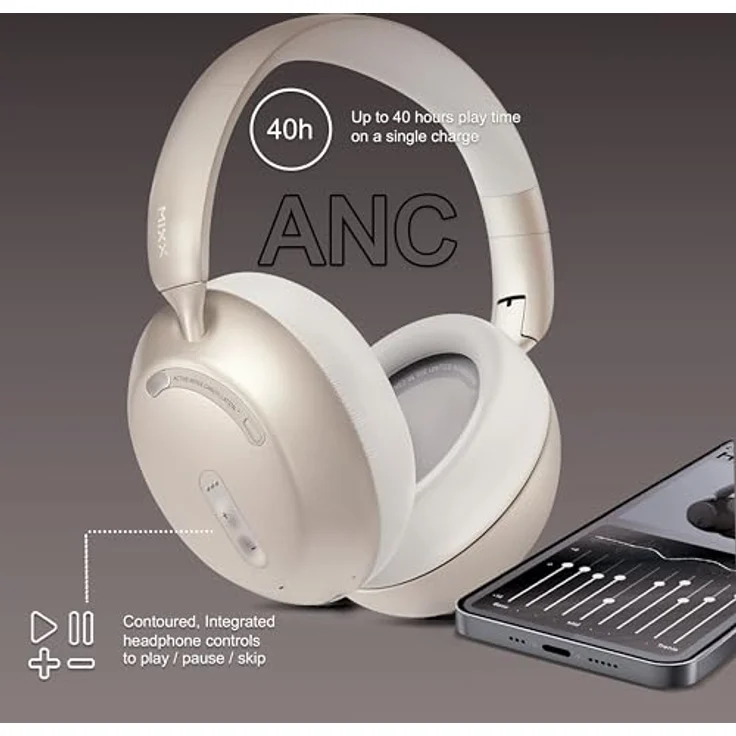 MIXX StreamQ D3, Over-Ear-Kopfhörer mit Active Noise Cancelling, bis zu 40 Stunden Laufzeit, faltbar, Siri und Google Assistant kompatibel – Bild 7