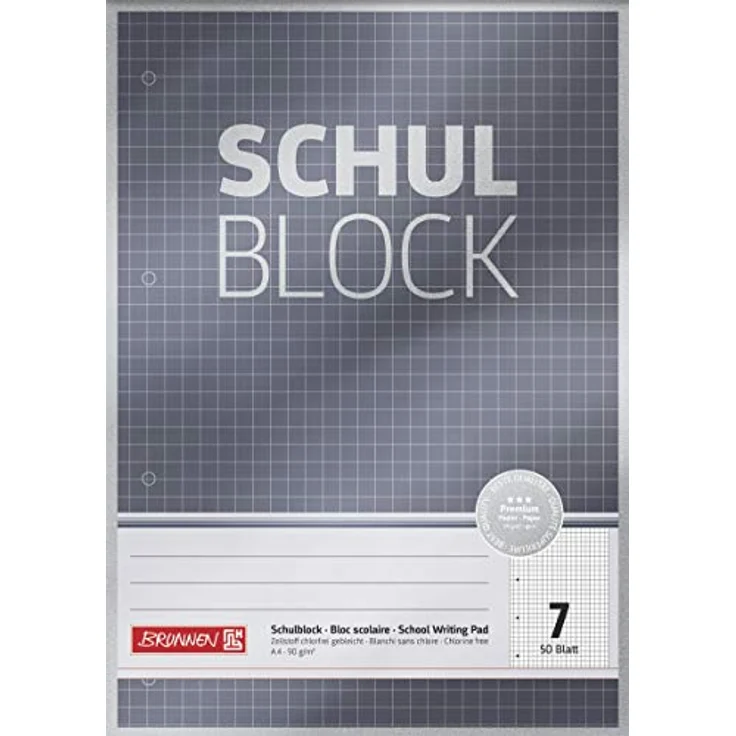 BRUNNEN Notizblock A4, kariert mit 50 Blatt, Lin 7, 90 g/m² Premiumpapier, hochweiß, grau – Bild 2