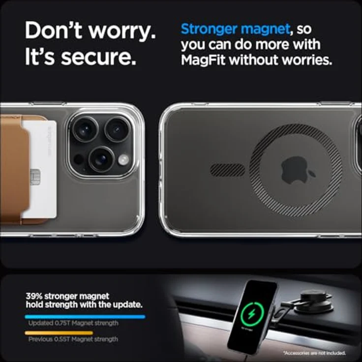 Spigen für iPhone 15 Pro Ultra Hybrid MagFit Hülle [Anti-Yellowing] Case Handyhülle Transparent Dünn Slim Kompatibel mit MagSafe -Carbon Fiber – Bild 5