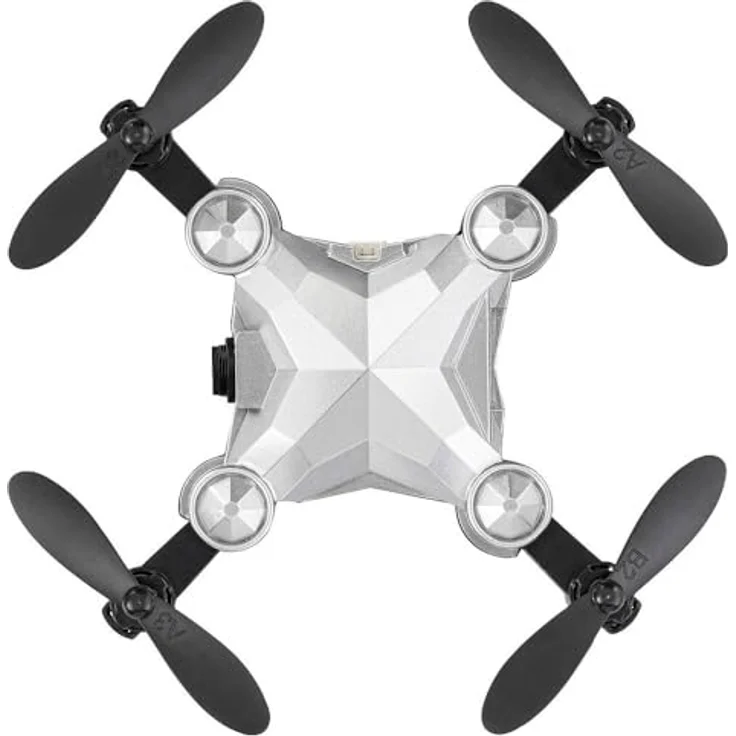 Reely Suitcase Mini Drone 480P RTF, Kameradrohne für Einsteiger mit 360° Flip und Altitude Hold, Silber-Schwarz – Bild 3