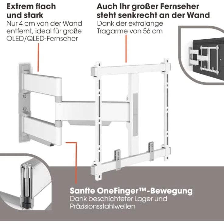 Vogel's Elite 5445 Schwenkbare, ultradünne TV-Wandhalterung für 32-65 Zoll Fernseher, Max. 35 kg, Schwenkbar bis zu 180°, Full-Motion TV Halterung max. VESA 400x400, Universelle Kompatibilität – Bild 3