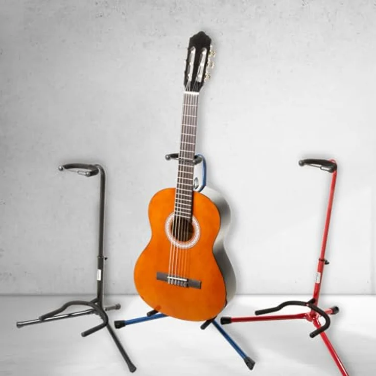 BSX 518050 Klassik Gitarrenständer (höhenverstellbar bis 78 cm, Standfläche 48 x 30 cm) schwarz – Bild 5
