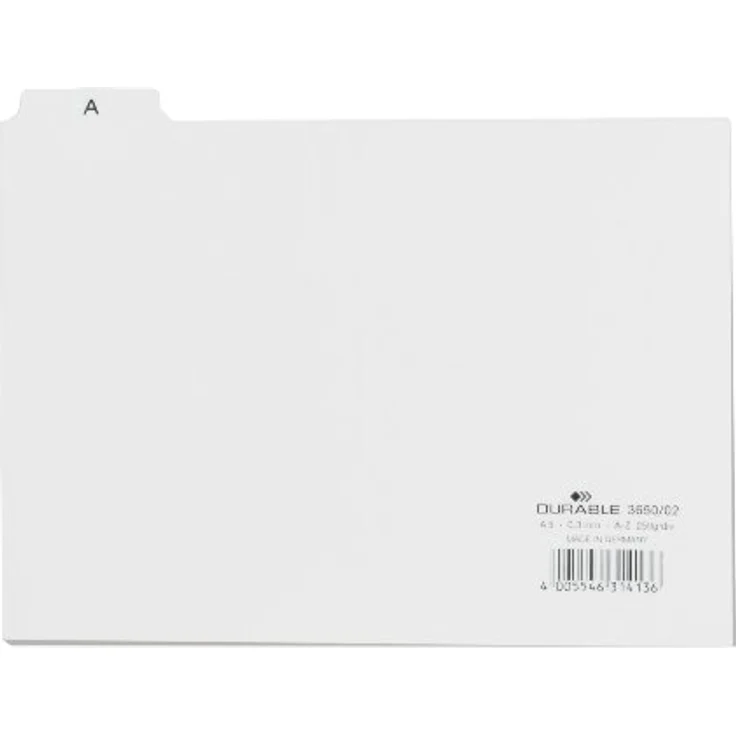 DURABLE Aktenordner DURABLE Leitregister A5 A-Z 25-tlg 3650/02 Kartei-Register, weiße Kunststoff-Taben mit individuell beschriftbaren Rückseiten – Bild 2
