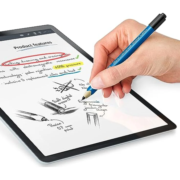 Staedtler Mars digital Jumbo 180J 22. EMR Stylus mit weichem digitalen Radierer. Eingabestift für digitales Schreiben, Zeichnen und Radieren auf EMR Touchscreens (4.096 Druckstufen, 0.7 mm Spitze) – Bild 5
