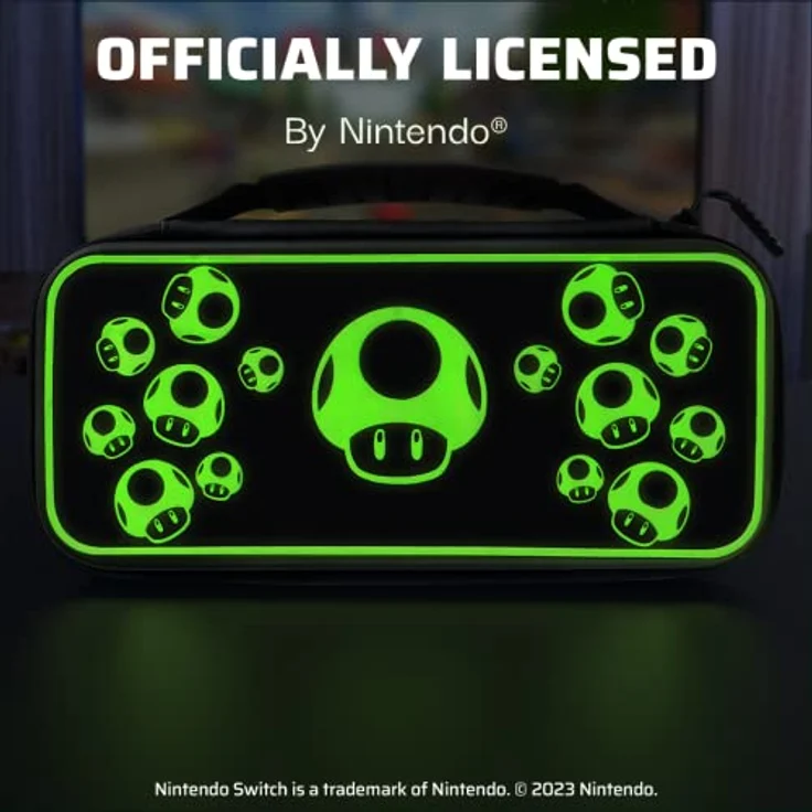 PDP Gaming Offiziell Lizenziert Switch Console Case - 1-UP Glow-in-the-dark - Kompatibel mit Switch OLED & Lite – Bild 5