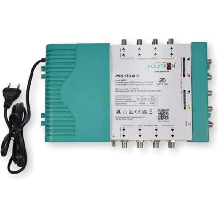 Polytron PSG 516 Q II, Multischalter für 1 Satelliten und bis zu 16 Teilnehmer, 4 SAT und 1 terrestrischer Eingang