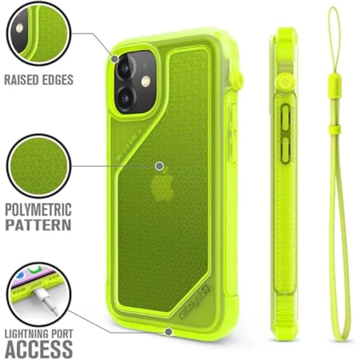 Catalyst Vibe iPhone 12 Mini Case, Sturzschutz bis 3,5 Meter, gelb-transparent mit rutschfester Struktur und 4-Punkt-Crux-Montagesystem – Bild 5