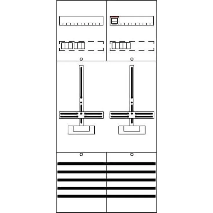 Striebel&John Zählerfeld DF27A2XBM, 1-stöckig mit 2 Zählerplätzen, grau, IP2XC, 63 A Hauptschalter