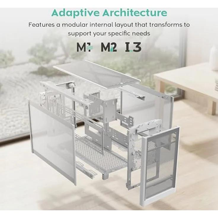 MONTECH PC-Gehäuse Montech TEN White, Tower-Gehäuse mit modularer Bauweise und exzellentem Airflow, Micro-ATX und Mini-ITX Unterstützung – Bild 5