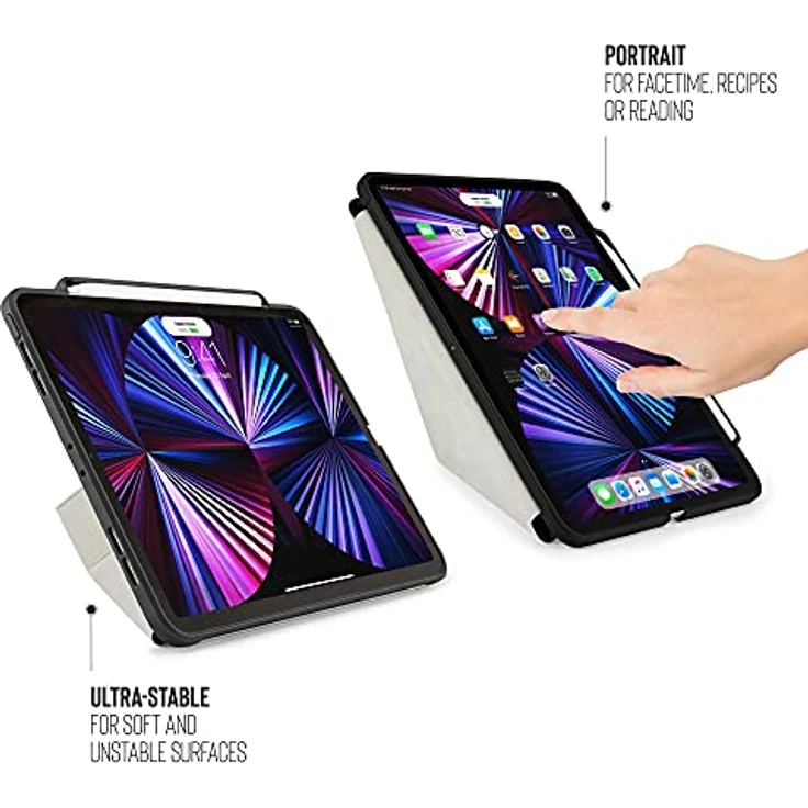 PIPETTO iPad Pro 11 (2018/2020/2021) Origami-Federmäppchen, stoßfest, 5-in-1-Ständer, Apple Pencil 2 Laden, 99,9% antibakterielle iPad-Hülle, Schwarz – Bild 3