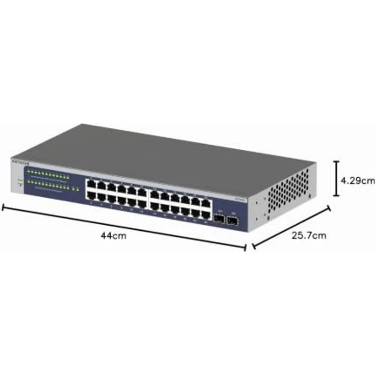 Netgear GS724T, Netzwerk Switch mit 24 Ports, Grau, VLAN-Unterstützung, Store-and-Forward-Technologie, erweiterbare SFP-Ports – Bild 7