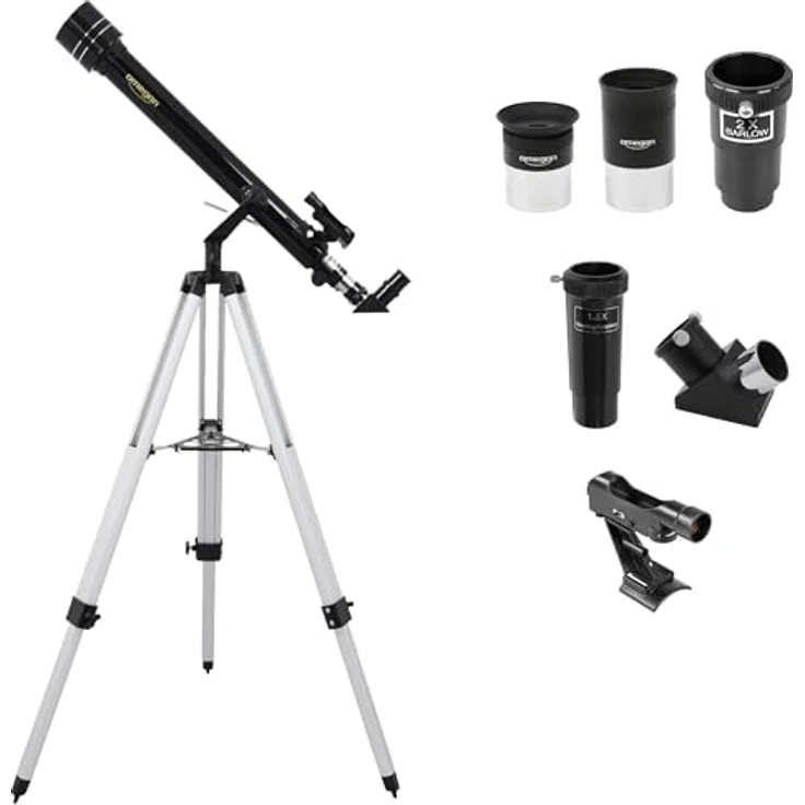 Omegon Teleskop AC 60/700 AZ-1, Einsteiger-Linsenteleskop mit 60mm Objektivöffnung, zwei Okularen und Umkehrlinse – Bild 1