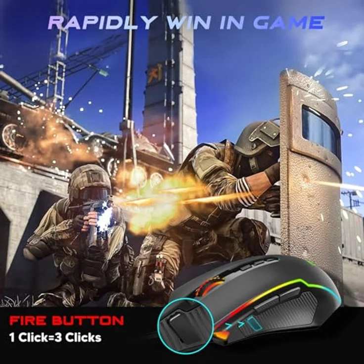 Redragon M910-K Gaming Maus, RGB, 8000 DPI, 9 programmierbare Tasten, ergonomisches Design für MMO/FPS/PC/Windows/Mac – Bild 4