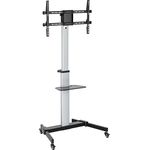 conecto TV Ständer Standfuß rollbar 37-86 Zoll für viele Fernseher/Monitore I Mit Rollen höhenverstellbar/schwenkbar/drehbar I Modell LM-FS02E, Aluminium, silber/schwarz
