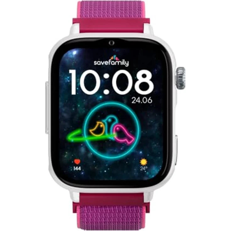 SaveFamily SaveWatch Plus 2 Kinderuhr, GPS Smartwatch mit 2 MP Kamera, SOS-Funktion und Schulmodus, Silber mit Armband Ocean – Bild 2