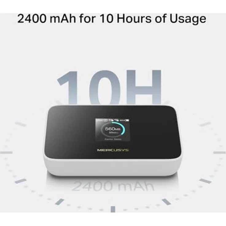 Mercusys Mercu-MT XX, Router mit 4G LTE und WiFi 6, Weiss/Schwarz, 2400 mAh Akku für 10 Stunden Nutzung – Bild 6
