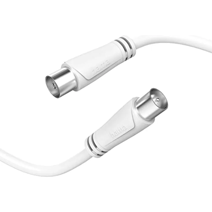 Hama Antennen-Anschlusskabel, 3 m, Weiß, 90 dB, Koax-Stecker zu Koax-Kupplung, doppelte Abschirmung
