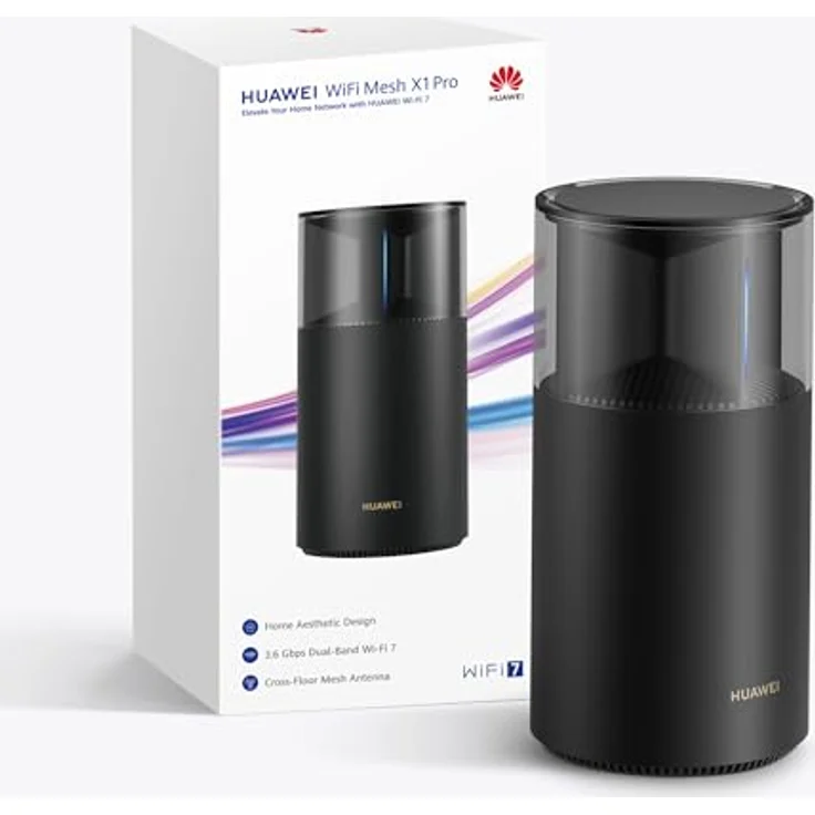 HUAWEI WiFi Mesh X1 Pro Router, 3,6 Gbit/s, Dualband WLAN 7, vier 2,5-GE-Anschlüsse, etagenübergreifende Netzantenne, ästhetisches Design, 30 Monate Garantie – Bild 1