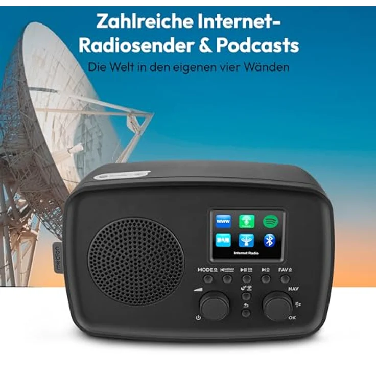 MEDION Internetradio IRE-1, DAB+ & WLAN, Bluetooth, spritzwassergeschützt, mit Wecker und Spotify Connect, schwarz – Bild 2