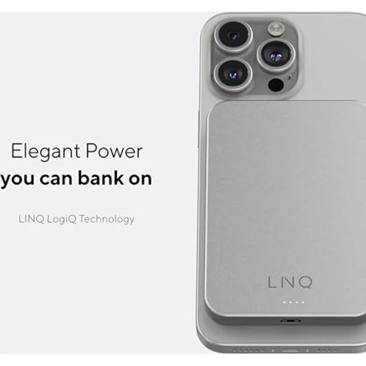LINQ Connects Magnetische Kabellose Powerbank 5000 mAh, Schnelles Kabelloses Laden und Magnetische Befestigung, schwarz – Bild 5