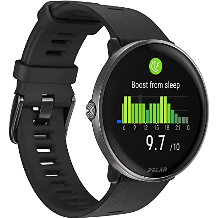 Polar Unisex – Erwachsene Ignite 3 Titanium Fitnessuhr, Schwarz Silikon, S-L