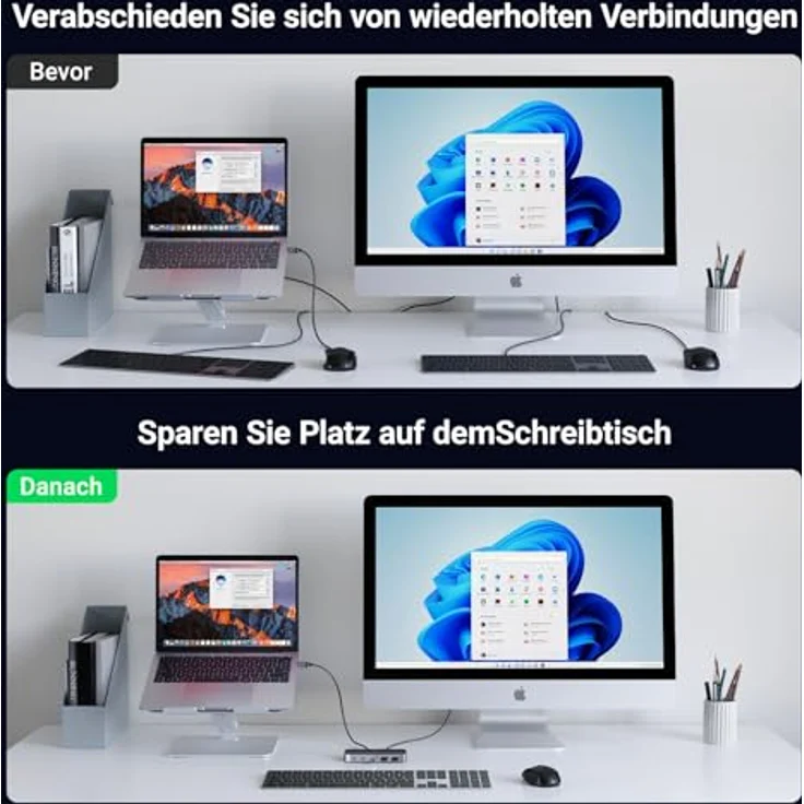 UGREEN USB C Switch 2PC USB Switch 3.0, 1x USB C und 3x USB A Ports, Aluminiumgehäuse, 5 Gbps Datenübertragung, 2 USB-C auf A/C Kabel, für Tastatur und Maus – Bild 5
