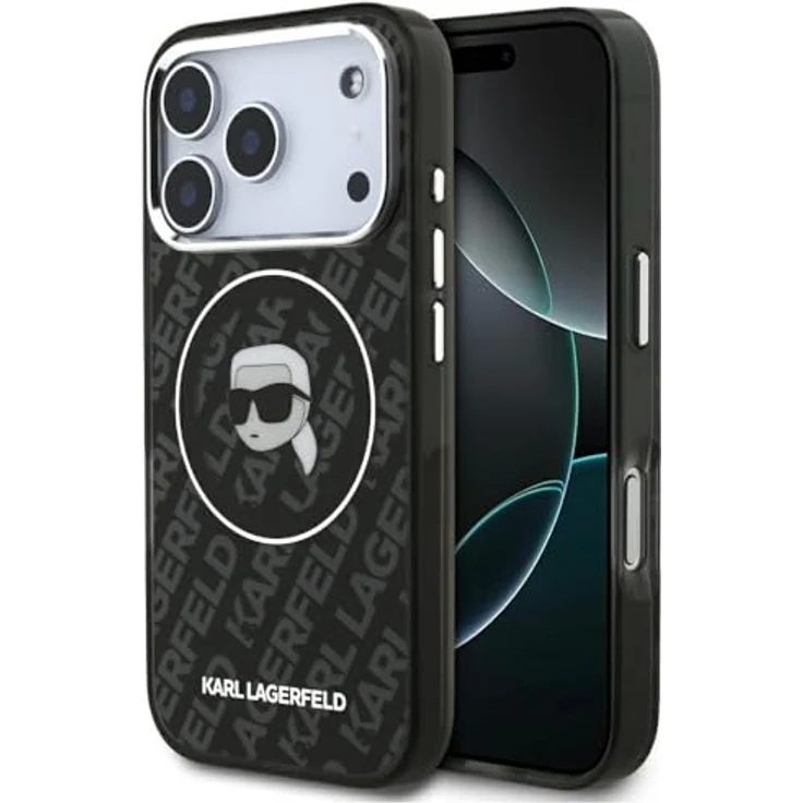 CG MOBILE Karl Lagerfeld IML Karl Köpfe Logo Hülle, kompatibel mit MagSafe, für iPhone 17 Pro Max, schwarz, TPU/PC Hardcase – Bild 1