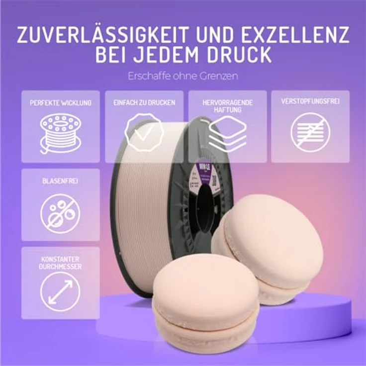 WINKLE PLA HD Pastell-Filament 1.75mm Zuckerwatte Rosa, 300g Spule, kompatibel mit FDM Druckern, Maßgenauigkeit +/- 0.05mm – Bild 4