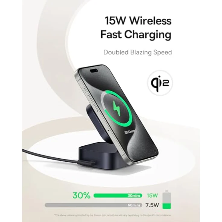Baseus PicoGo 2-in-1 Wireless-Ladegerät mit Magsafe Qi2, 67W, schwarz, für gleichzeitiges Laden von zwei Geräten – Bild 4