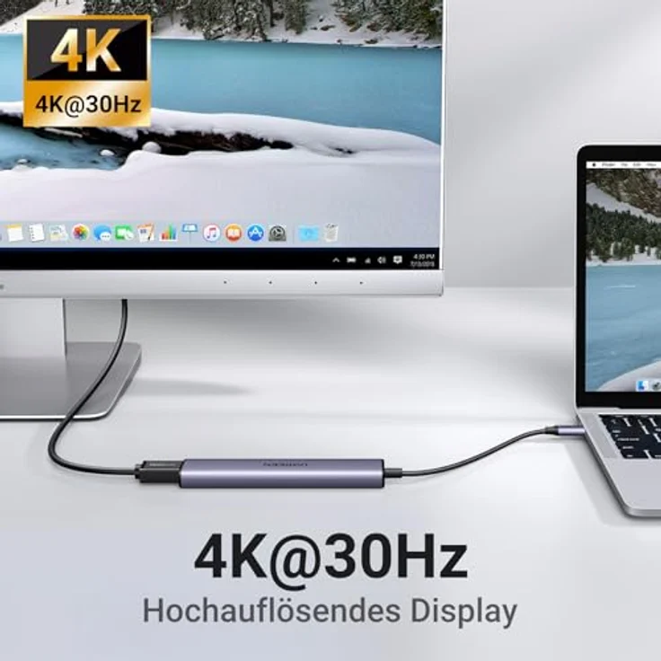 UGREEN USB-C® Dockingstation CM478, HDMI und USB-A Anschlüsse, 4K @ 30Hz, 100W Power Delivery, Plug-and-Play – Bild 8