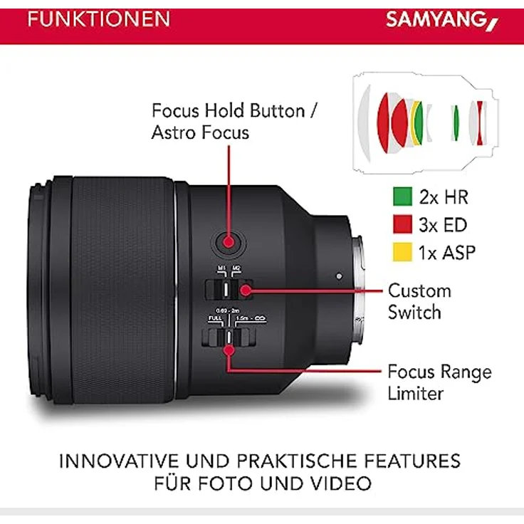 Samyang AF 135mm F1.8 FE für Sony E – Autofokus Vollformat & APS-C Teleobjektiv, lichtstarke Festbrennweite, Alu-Gehäuse Wetterschutz, für Sony A9 A7 A1 Alpha 6000 A7C II A7C R – Bild 3
