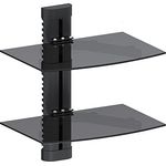 Maclean MC-662 Wandregal 2-Fach Glasregal 8kg Wandhalterung für DVD Player Spielconsolen HiFi Halterung Hängeregal