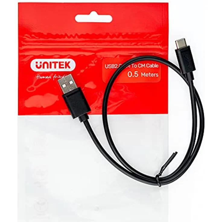 Unitek USB-A - USB-C Kabel kurz 50cm Y-C481BK / USB 2.0 Standard/Quick Charge 3.0 / Laden/Strom- und Datenübertragung/Durchsatz: 480 Mbps/PVC/Schwarz – Bild 3