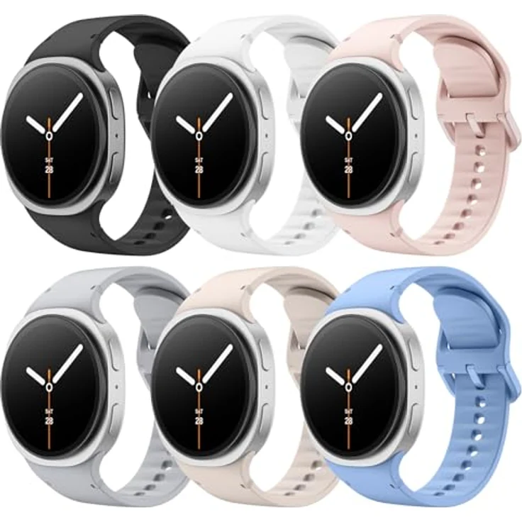 MoKo Sport Armband für Samsung Galaxy Watch 9/8/8 Classic, Silikon, M/L, atmungsaktiv und wasserdicht mit farbenfrohen Nähten – Bild 1