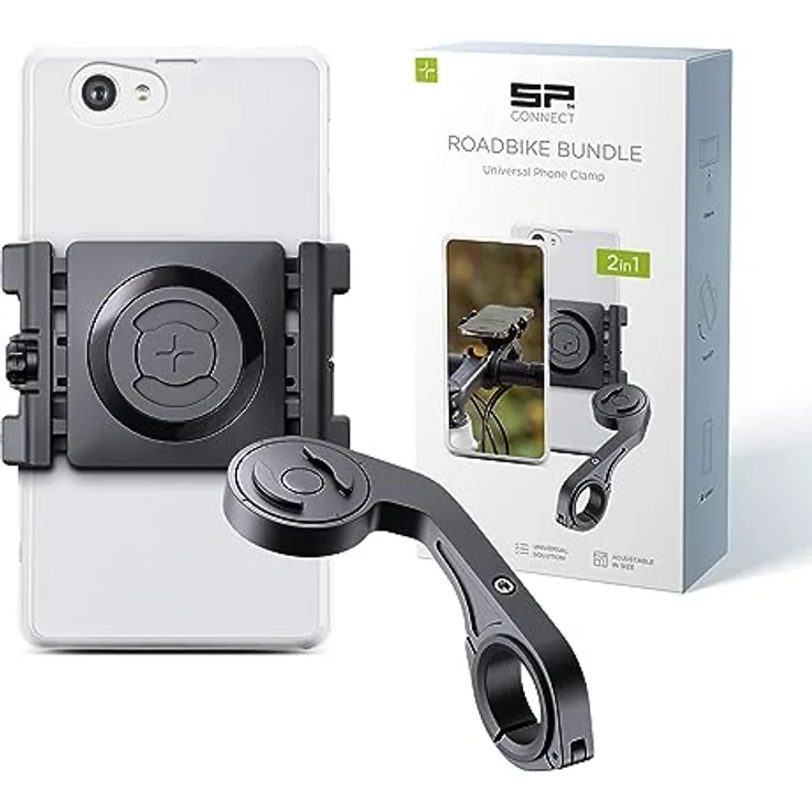 SP Connect Roadbike Bundle Universal Clamp SPC+, Smartphone Halterung mit Handlebar Mount und Weather Cover, Schwarz