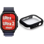 Displex 10H Panzerglas für Apple Watch Ultra (2/3) (49mm), Full Body Schutz, IP68 Wasserdicht, matt-schwarz, Snap-On Montage, Rundum Displayschutz