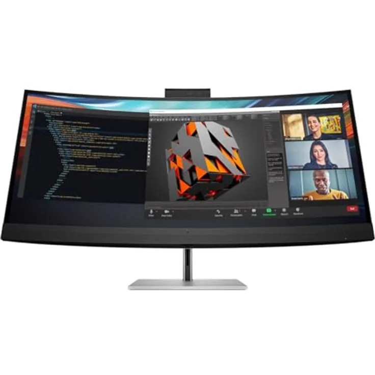 HP 740pm Series 7 Pro, gebogener 40" LED-Monitor, 5120 x 2160 WUHD, IPS, HDMI, DisplayPort, Thunderbolt 3, Schwarz/Silber