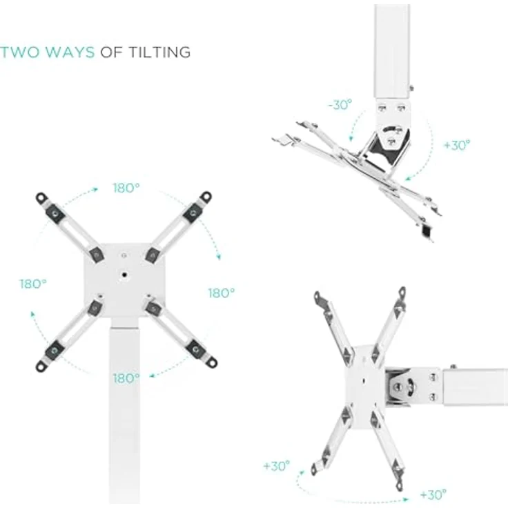 Onkron K5A, Adjustable Ceiling/Wall Projector Mount bis 10 kg, Weiß, mit Neigung und Drehung – Bild 5