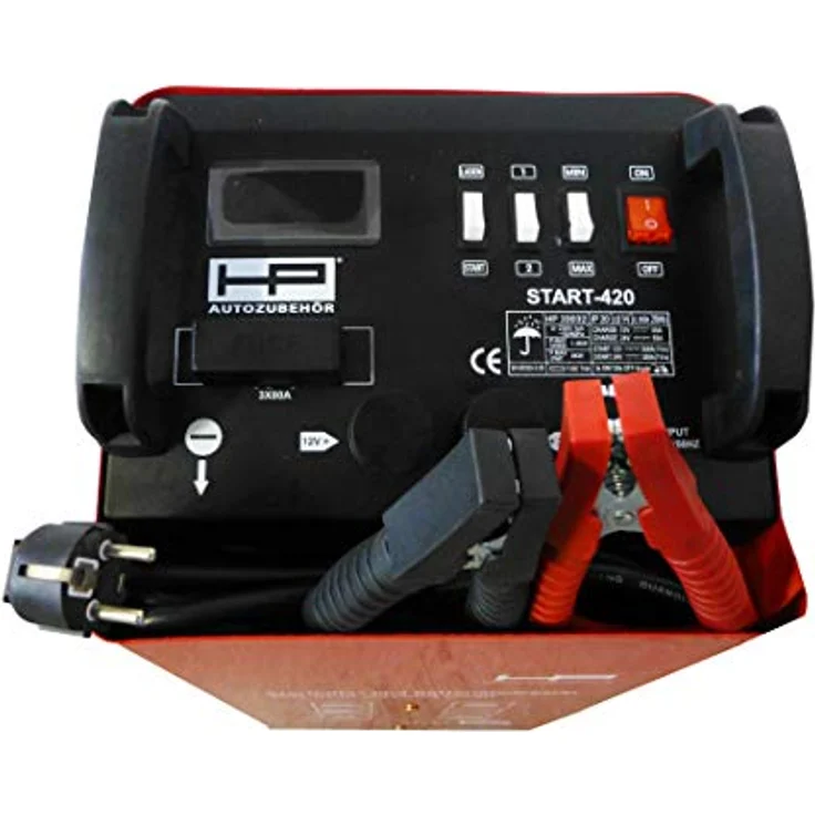 HP Autozubehör Lader+Starter 45A 20032, Werkstattladegerät 12V/24V mit kompaktem Metallgehäuse und Starteinrichtung – Bild 2