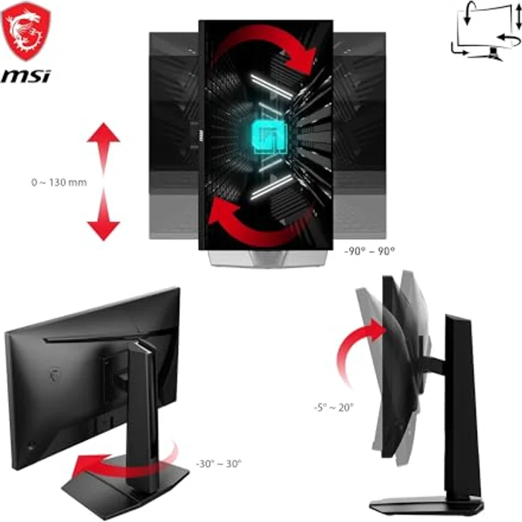 MSI G255PFDE E2 24,5 Zoll FHD Gaming Monitor - 180 Hz / 1ms, 99% sRGB, Adaptive-Sync - Schwarz – Bild 5