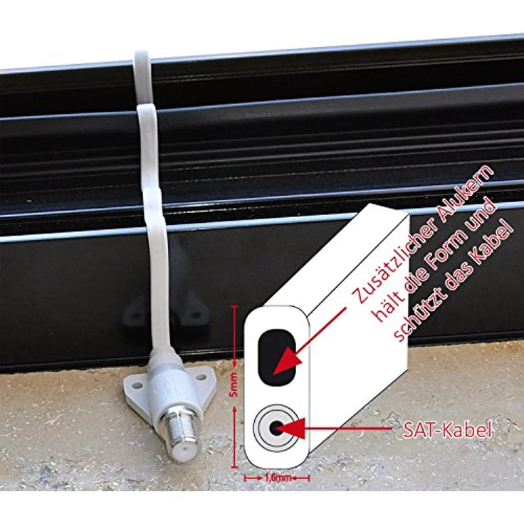 DUR-line Profi Fensterdurchführung - Minimale Dämpfung, maximale Schirmung - Intergrierter Alukern - 300000 Fensterschließungen - Kein Bohren! - Preisvergleich – Bild 4